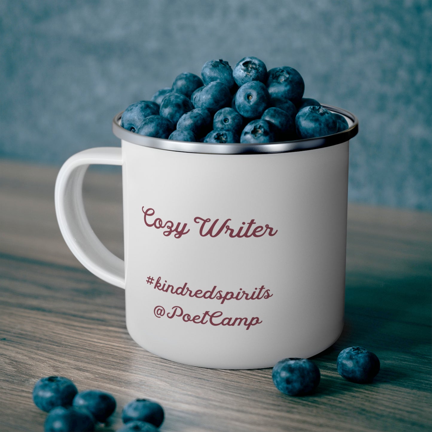 Cozy Writing Enamel Camping Mug